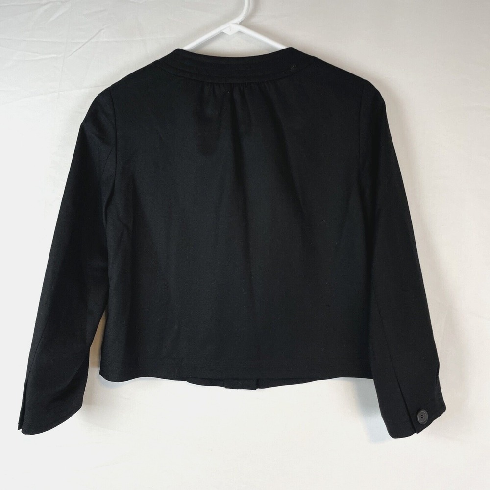 J Crew Jacket Women's Size 4 Black Henley Neck Wool Lined Office Career Short‎ - Picture 2 of 10